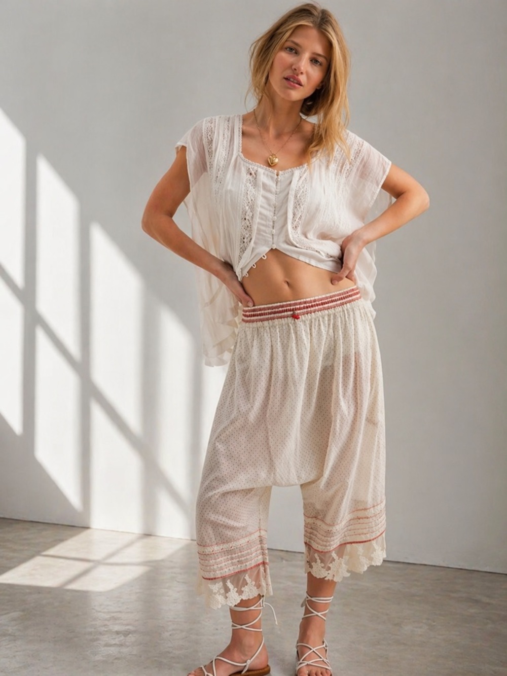 NWT Free People Endless Afternoon Bloomers Cream Boho Harem S